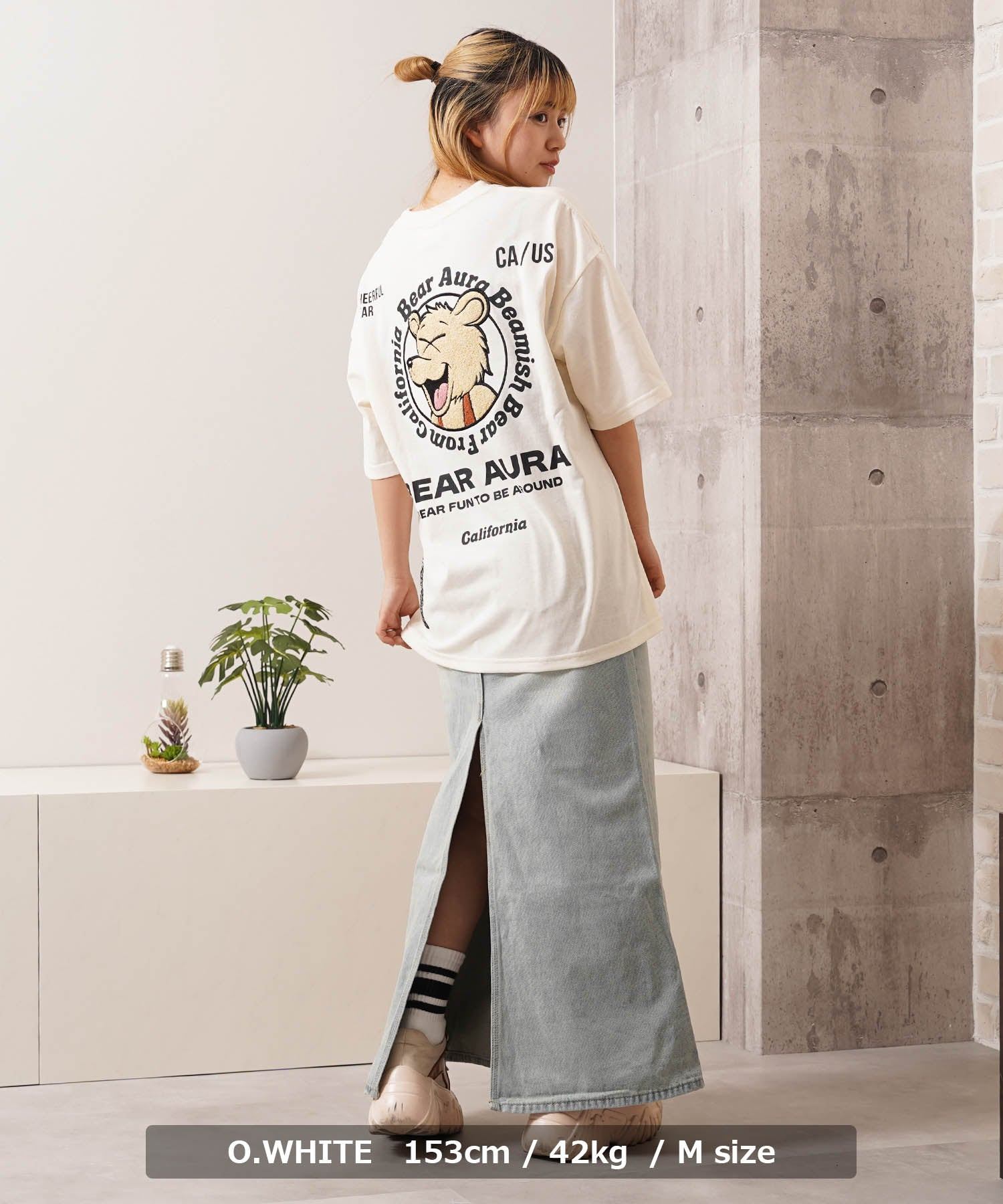 ワンフォークロージング 1111clothing BEARサガラ刺繍 ビッグTシャツ （O.WHITE） O.WHITE