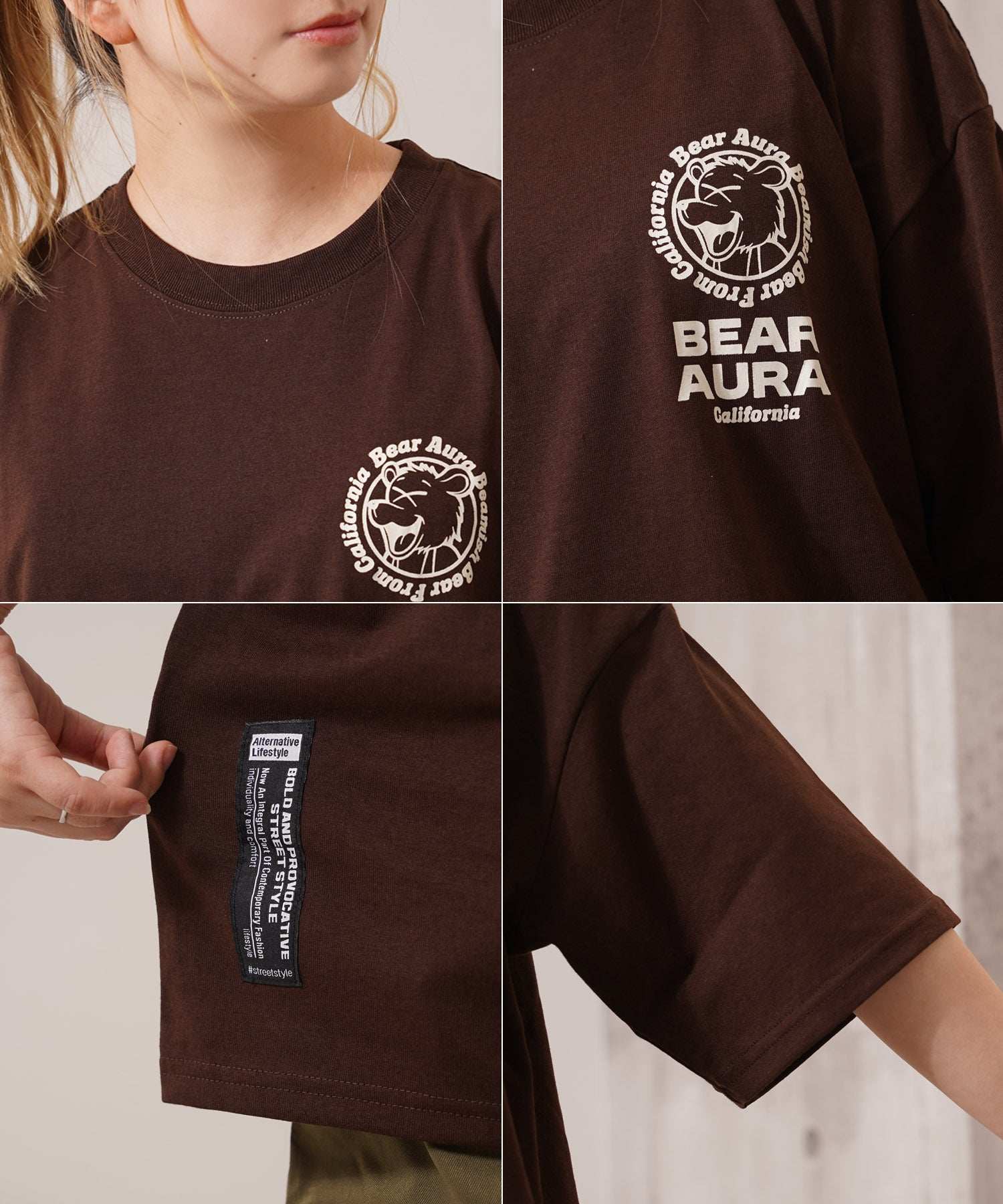 ワンフォークロージング 1111clothing BEARサガラ刺繍 ビッグTシャツ （O.WHITE） O.WHITE