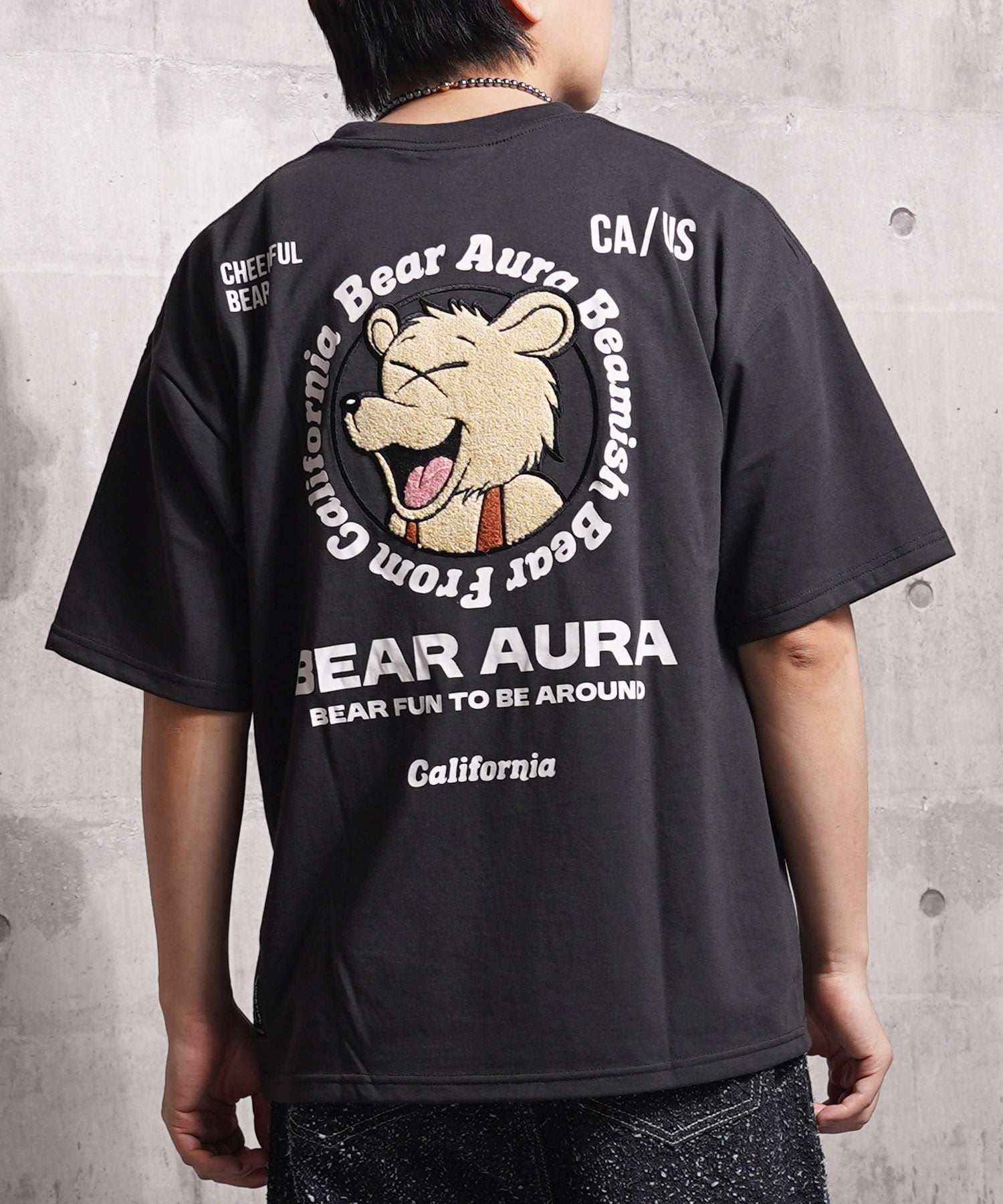 ワンフォークロージング 1111clothing BEARサガラ刺繍 ビッグTシャツ （SUMIKURO） SUMIKURO