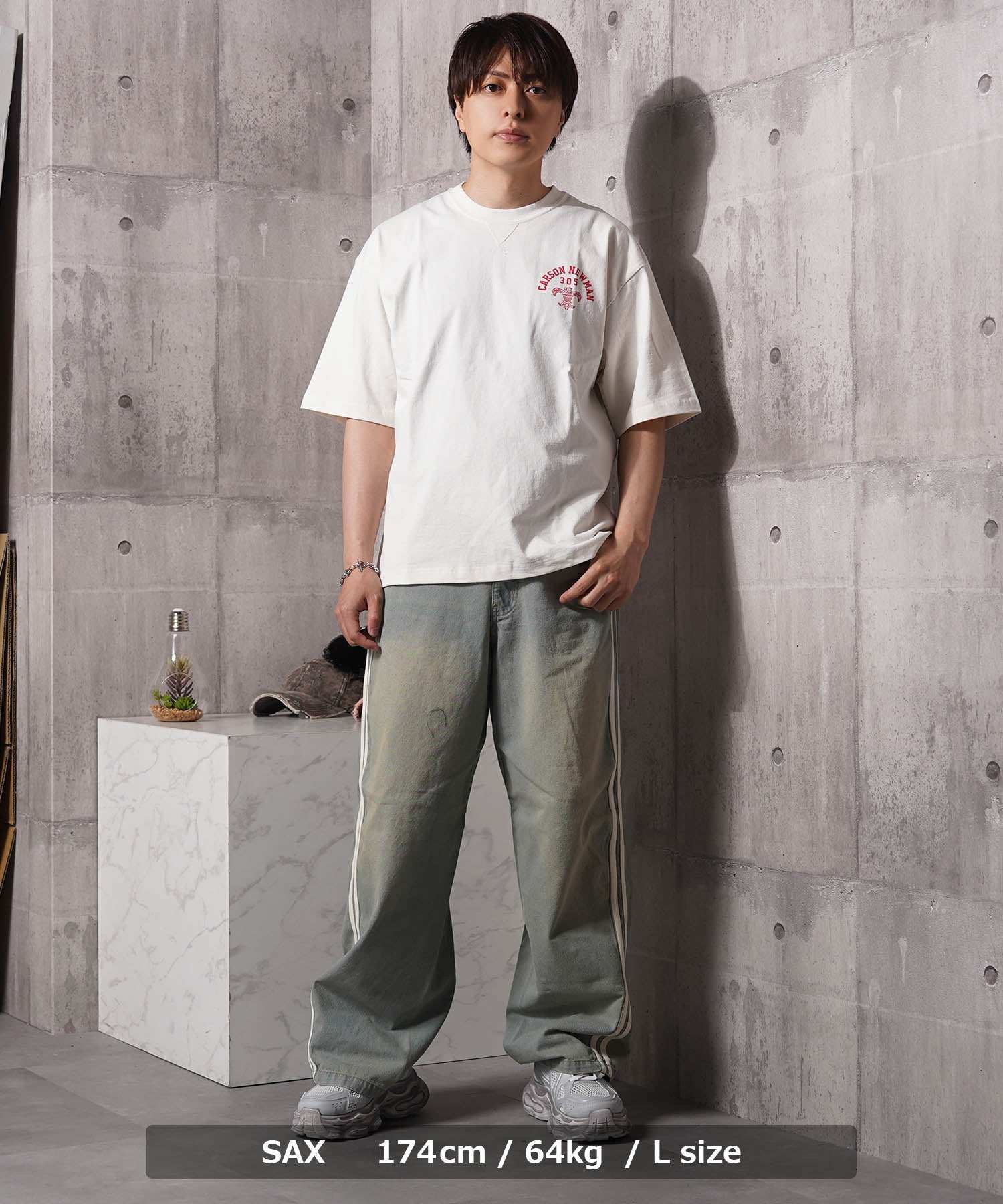 ワンフォークロージング 1111clothing ツイストライン バレルレッグデニム （SAX） SAX