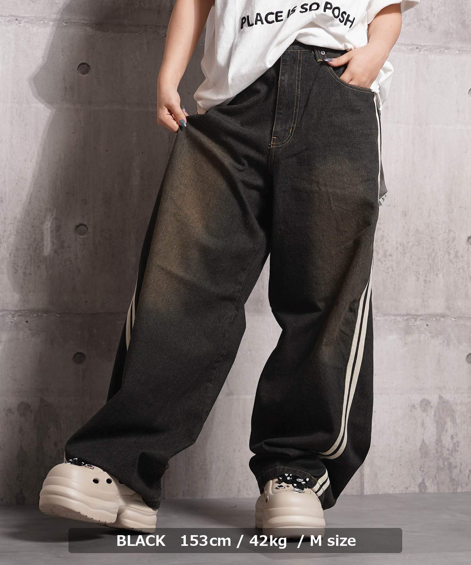 ワンフォークロージング 1111clothing ツイストライン バレルレッグデニム （SAX） SAX