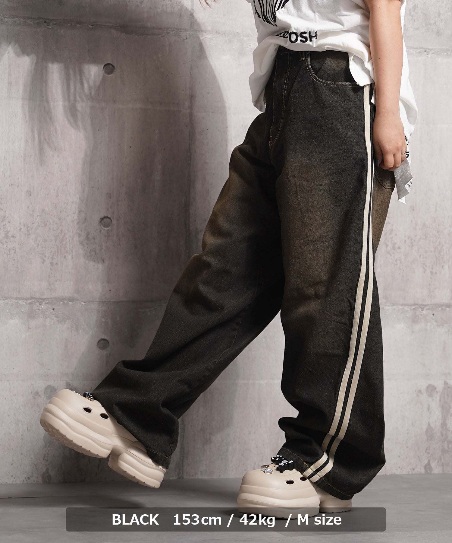 ワンフォークロージング 1111clothing ツイストライン バレルレッグデニム （SAX） SAX