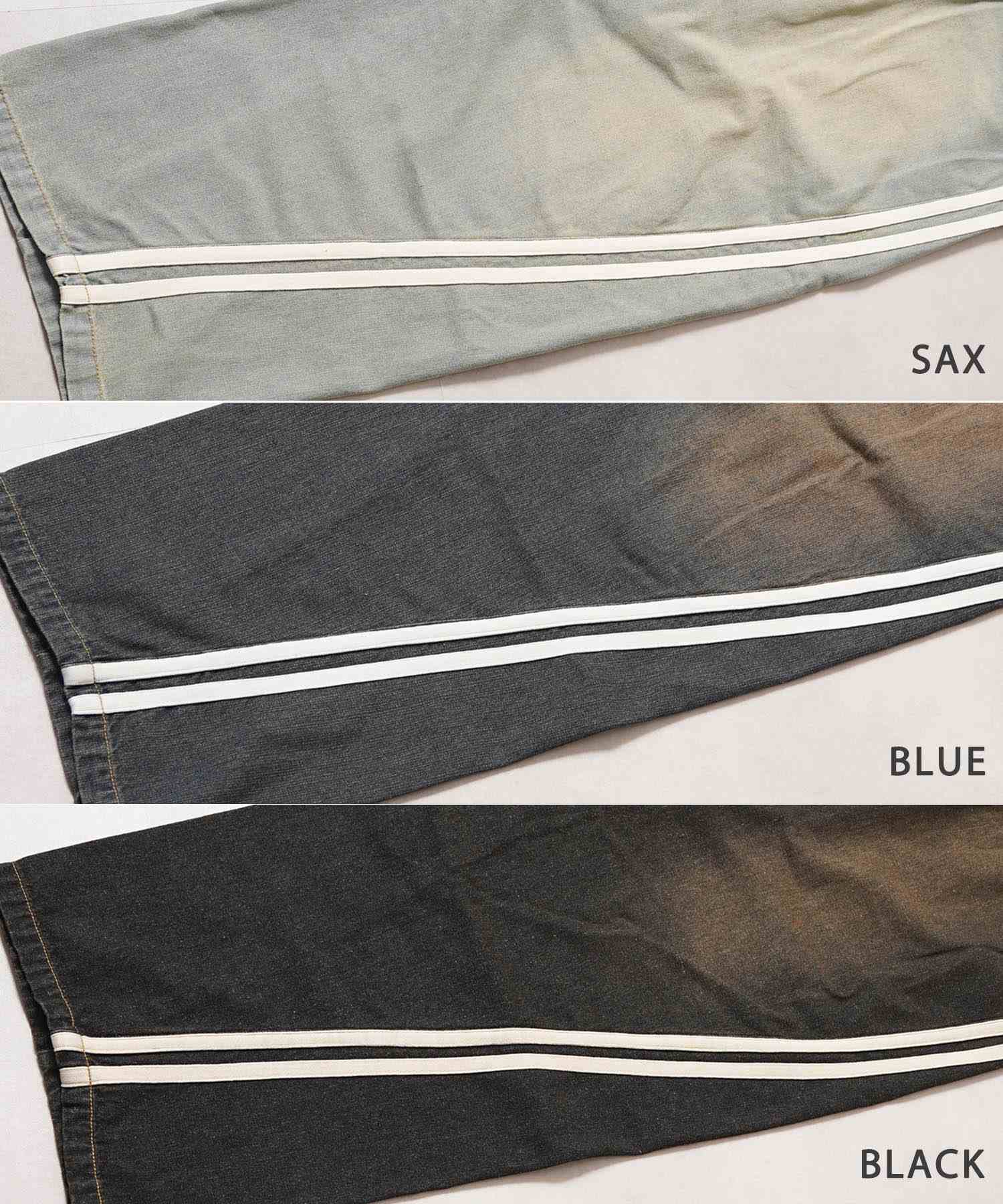 ワンフォークロージング 1111clothing ツイストライン バレルレッグデニム （SAX） SAX