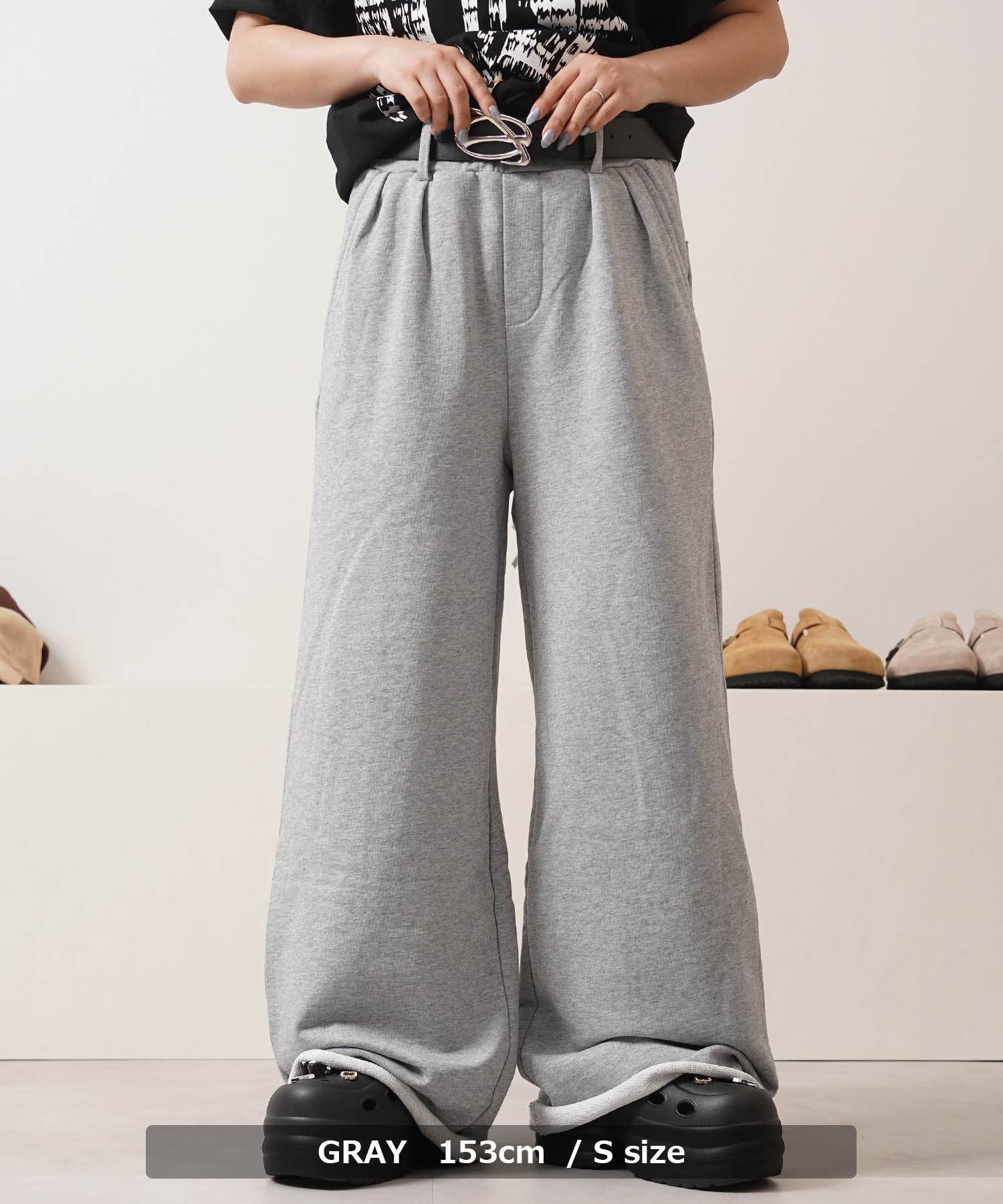 ワンフォークロージング 1111clothing カットオフ ワイドストレート スウェットパンツ （GRAY） GRAY