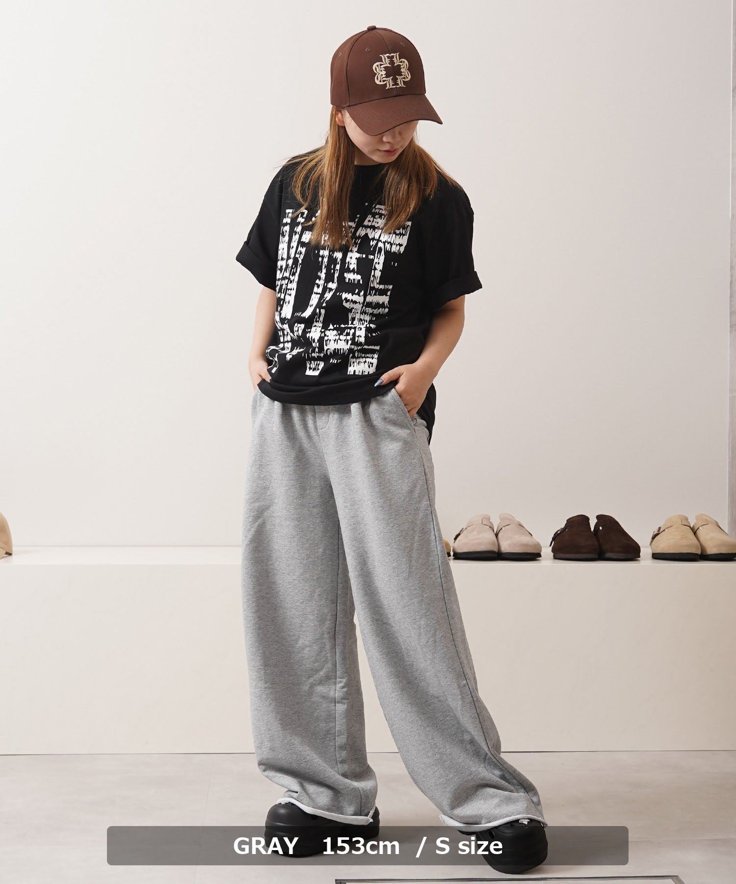 ワンフォークロージング 1111clothing カットオフ ワイドストレート スウェットパンツ （GRAY） GRAY