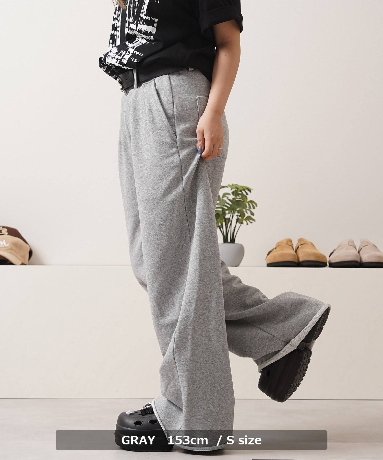 ワンフォークロージング 1111clothing カットオフ ワイドストレート スウェットパンツ （GRAY） GRAY