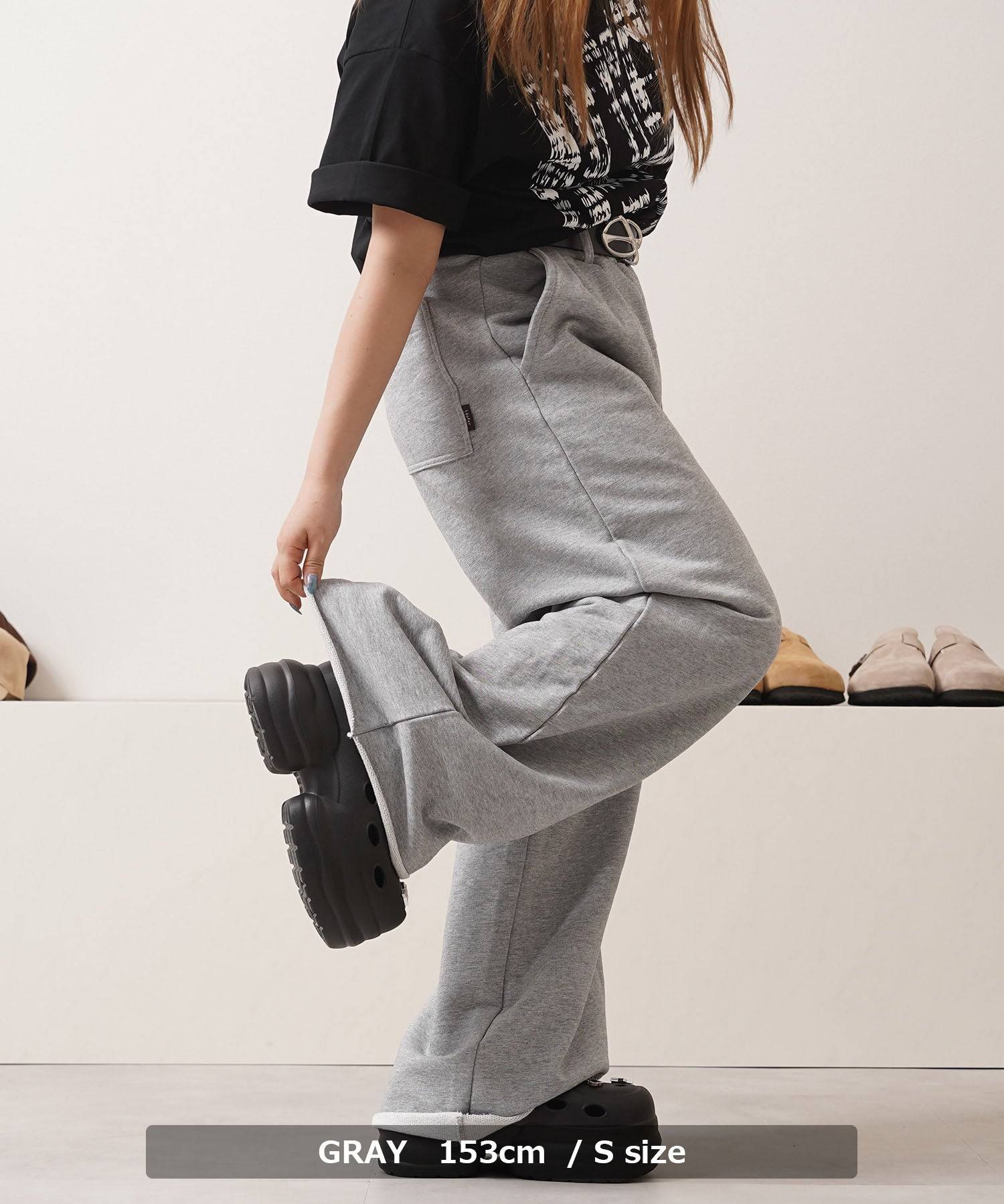 ワンフォークロージング 1111clothing カットオフ ワイドストレート スウェットパンツ （GRAY） GRAY