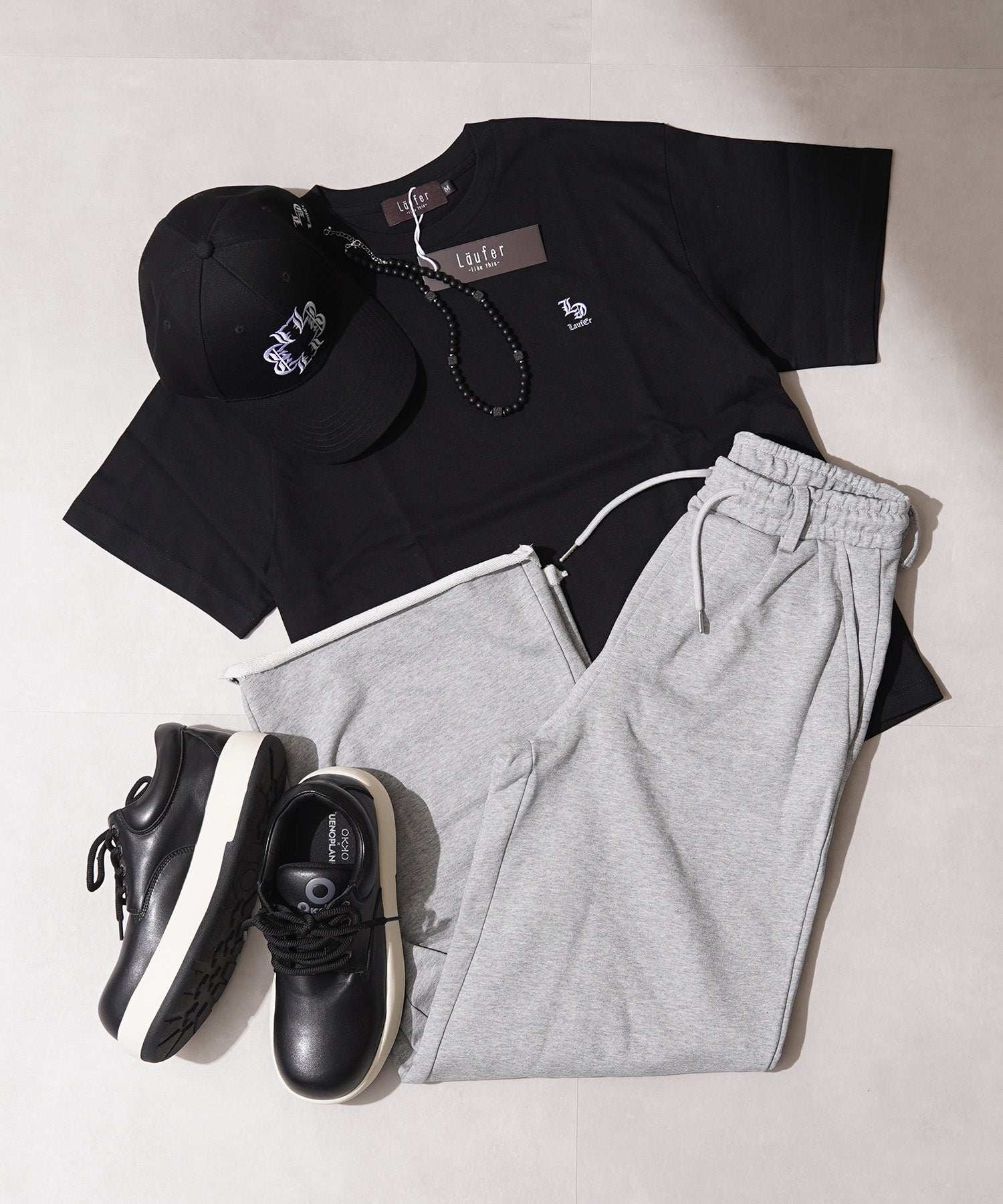 ワンフォークロージング 1111clothing カットオフ ワイドストレート スウェットパンツ （GRAY） GRAY