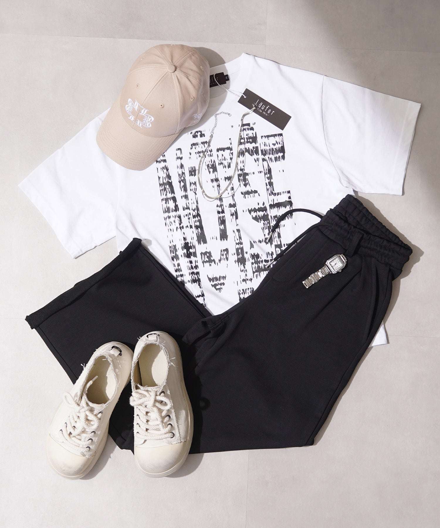 ワンフォークロージング 1111clothing カットオフ ワイドストレート スウェットパンツ （GRAY） GRAY