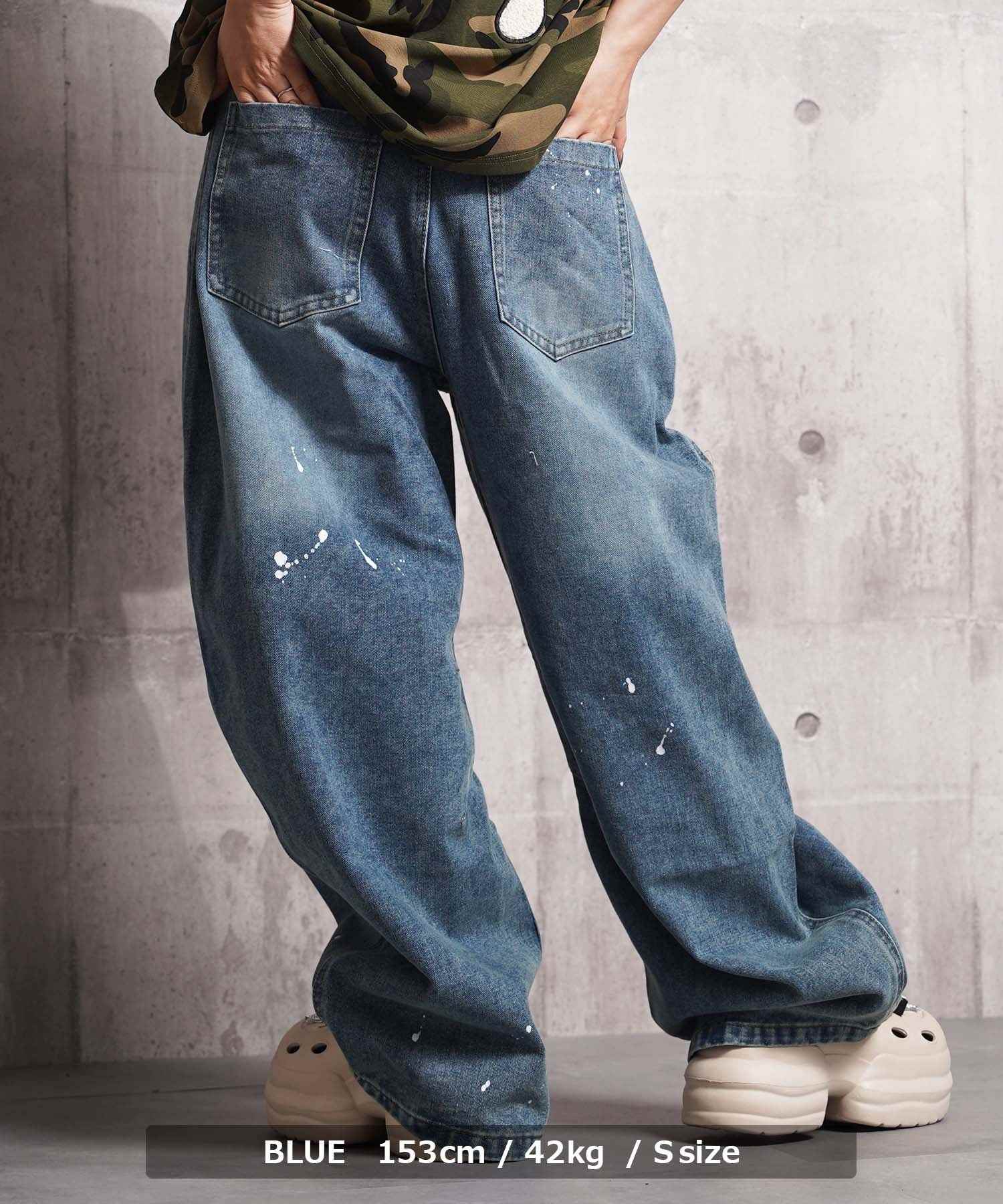 ワンフォークロージング 1111clothing ハート刺繍 バレルレッグ ジーンズ （INDIGO） INDIGO