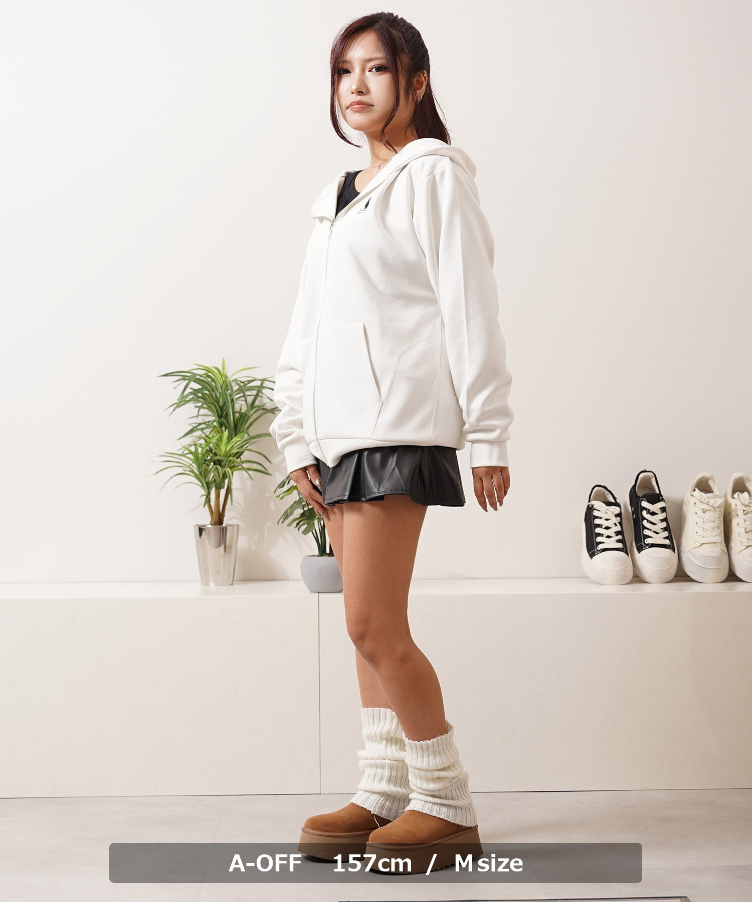 ワンフォークロージング 1111clothing ガール＆ネコ フェイクスエード ジップパーカー （B-OFF） B-OFF