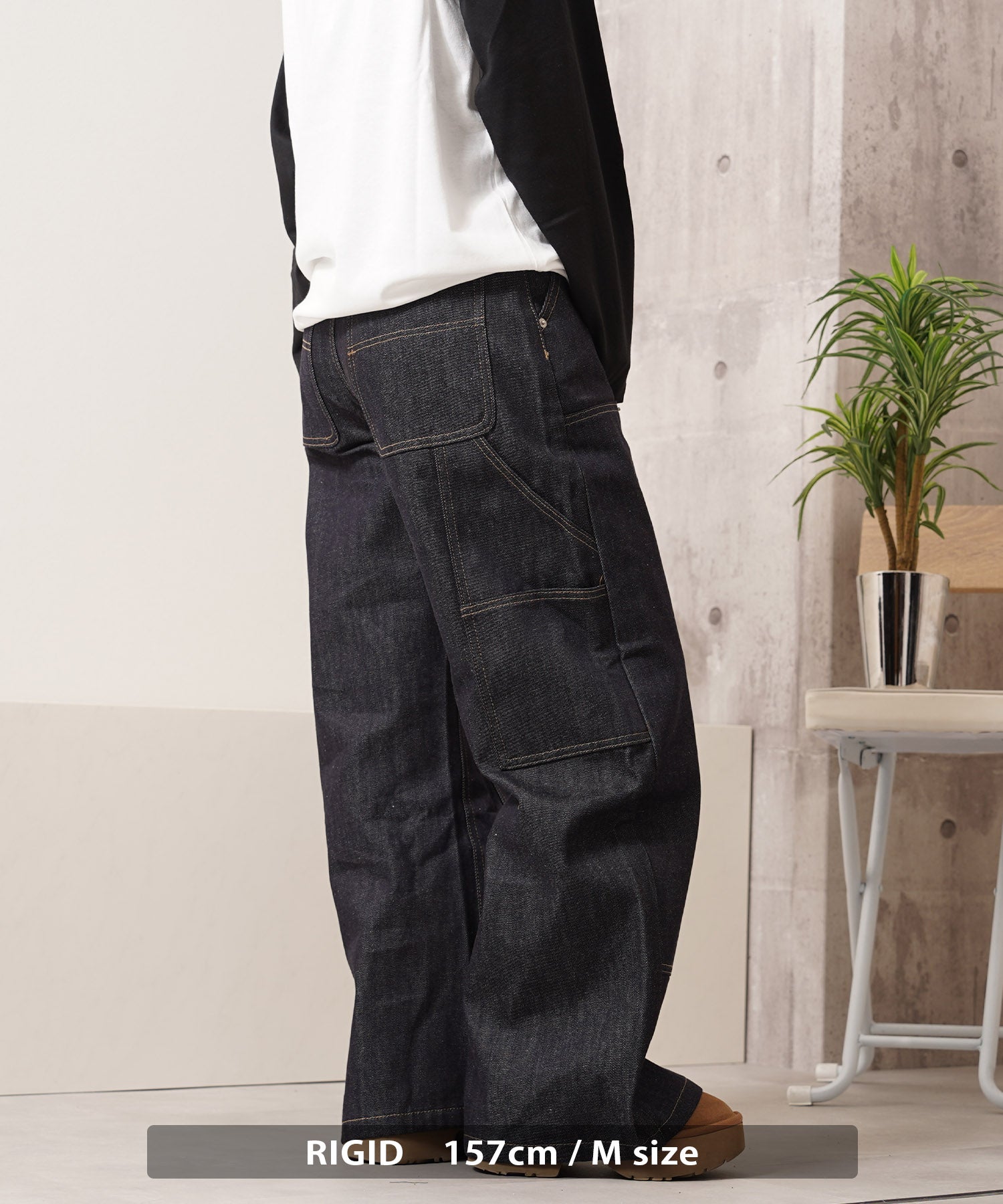 ワンフォークロージング 1111clothing リジットデニム ダブルニー バレルレッグパンツ （RIGID） RIGID