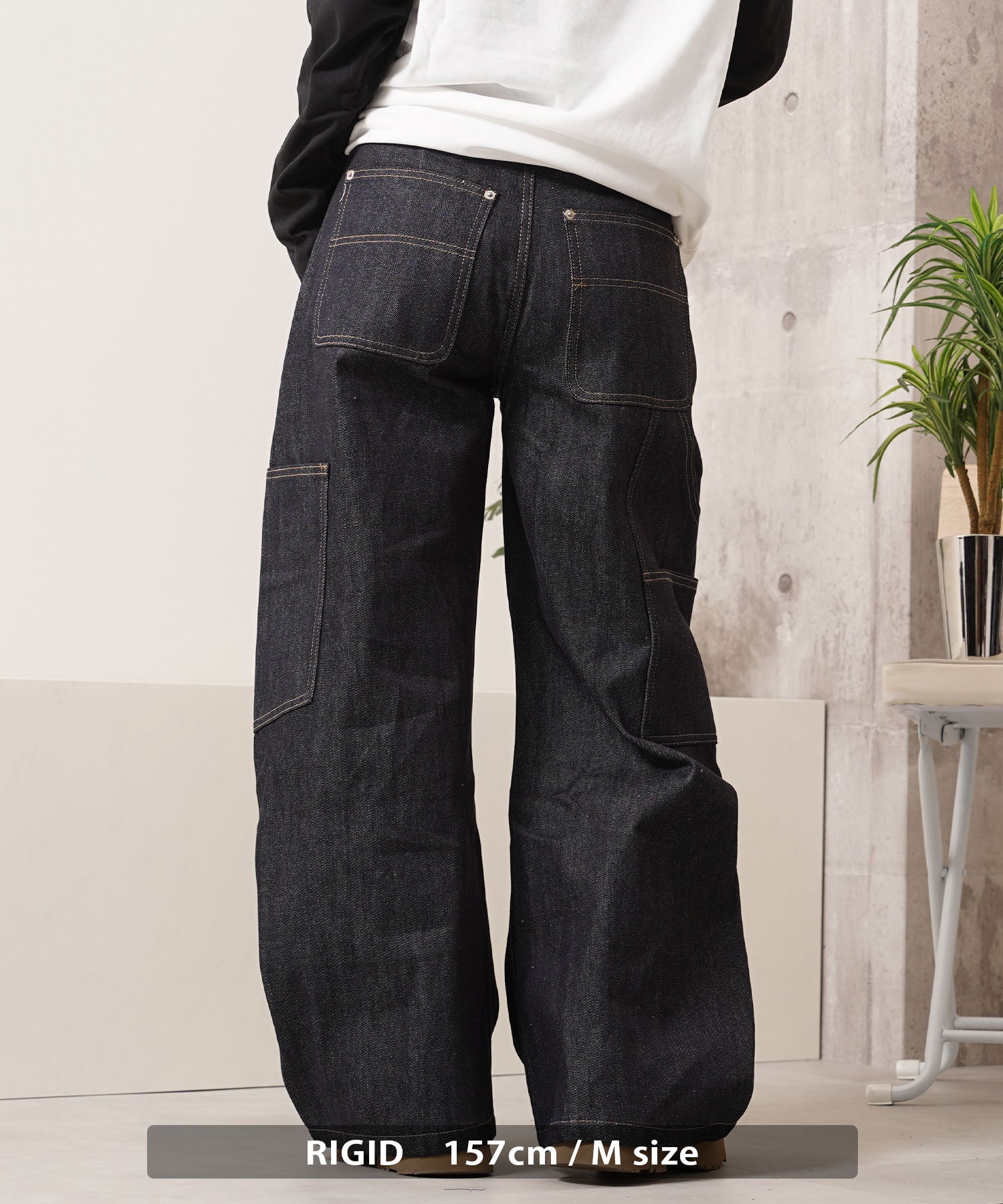 ワンフォークロージング 1111clothing リジットデニム ダブルニー バレルレッグパンツ （RIGID） RIGID