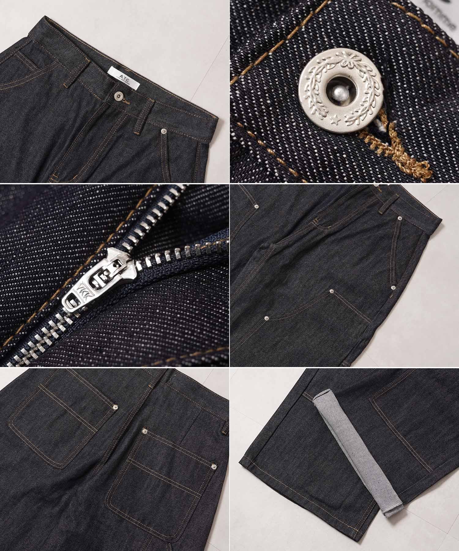 ワンフォークロージング 1111clothing リジットデニム ダブルニー バレルレッグパンツ （RIGID） RIGID