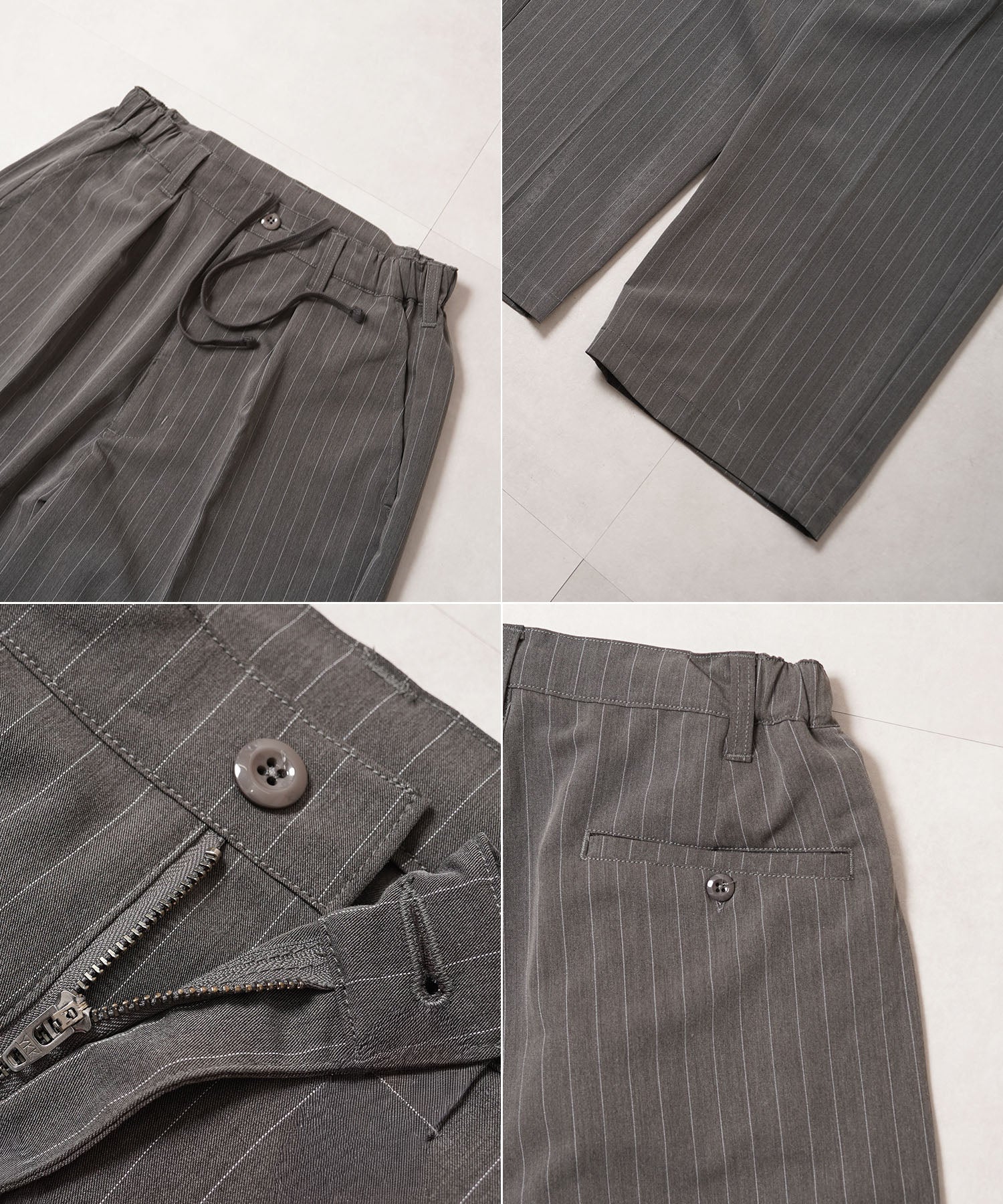 ワンフォークロージング 1111clothing ワンタック ストライプ ワイドスラックス （CHARCOAL） CHARCOAL