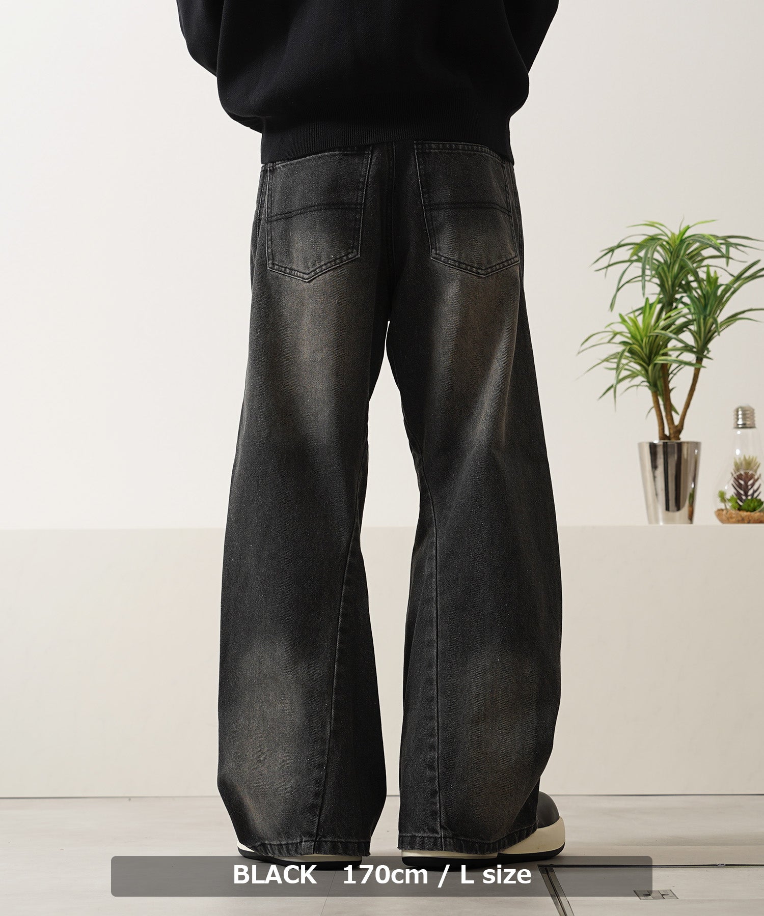 ワンフォークロージング 1111clothing デニム バギーカーブパンツ （BLACK） BLACK
