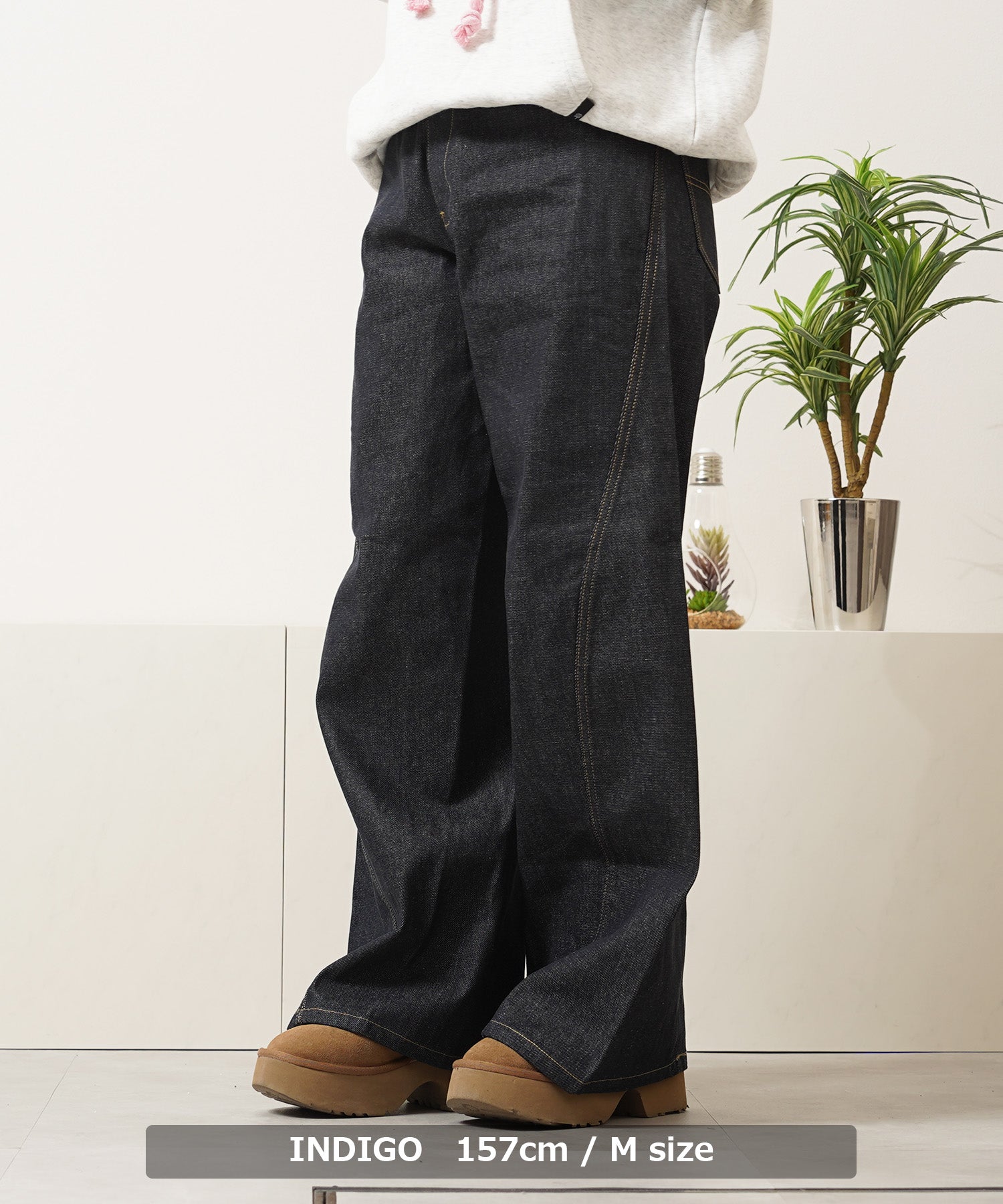 ワンフォークロージング 1111clothing デニム バギーカーブパンツ （BLACK） BLACK