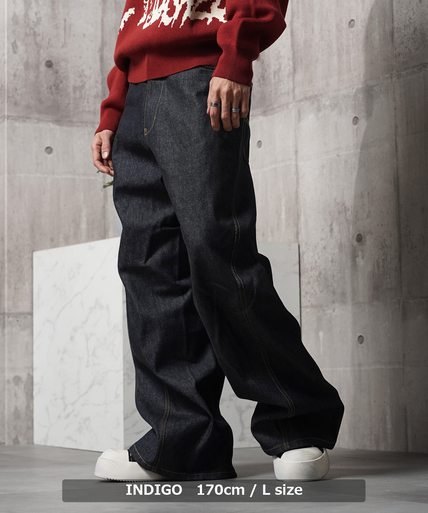 ワンフォークロージング 1111clothing デニム バギーカーブパンツ （BLACK） BLACK