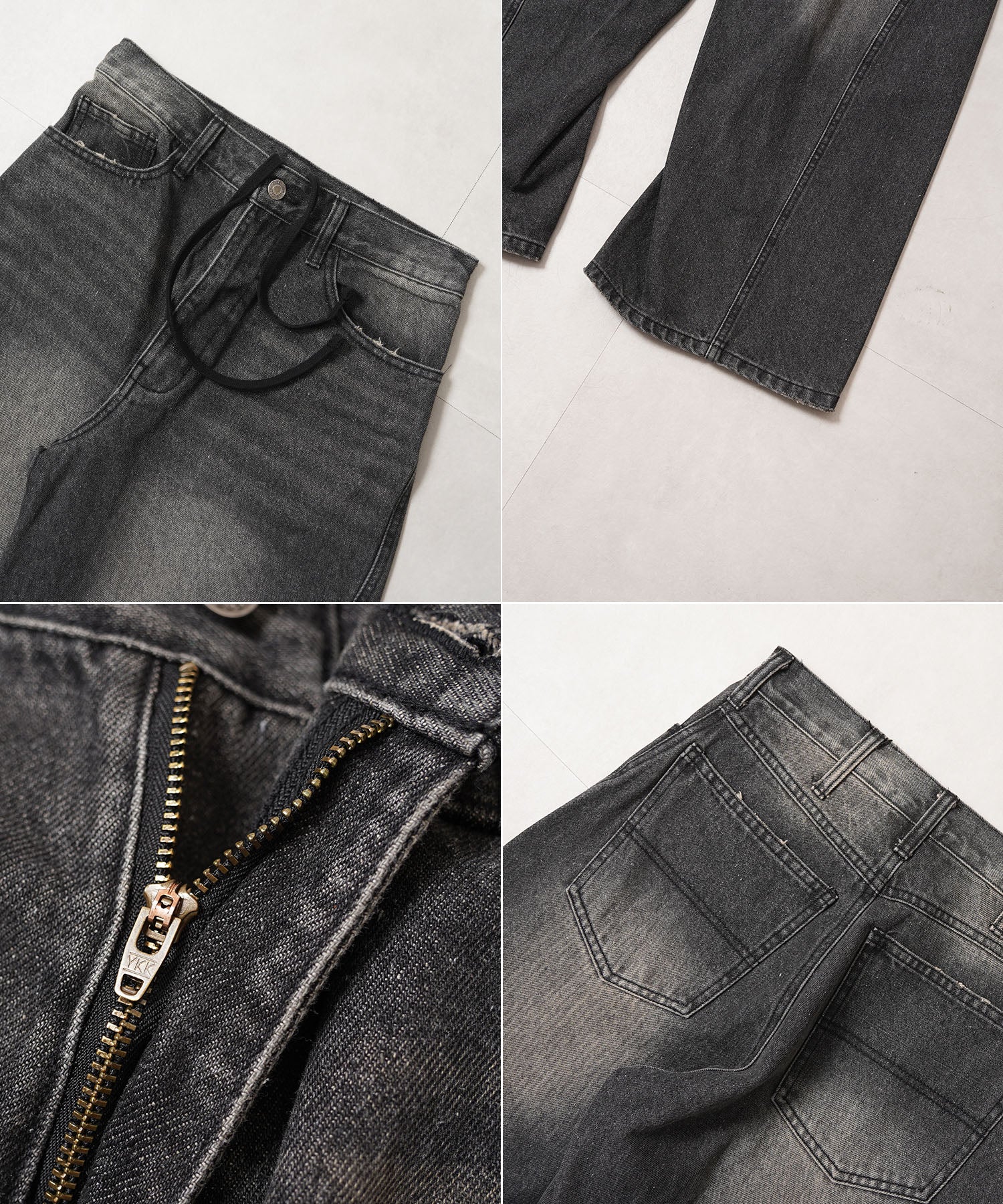 ワンフォークロージング 1111clothing デニム バギーカーブパンツ （BLACK） BLACK