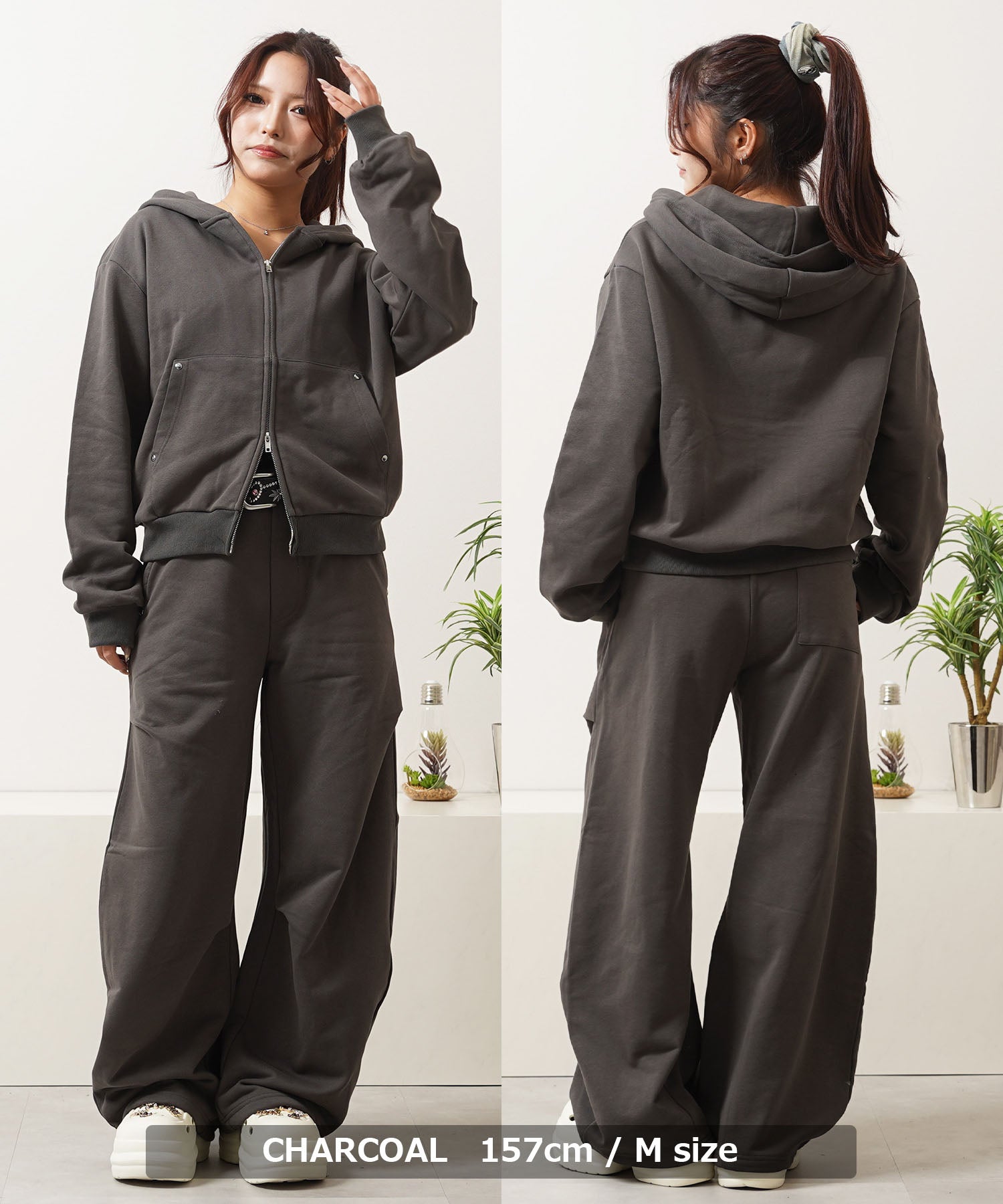 ワンフォークロージング 1111clothing 【N.W.T】スタッズ ダブルジップパーカー / セットアップ対応 （BLACK） BLACK