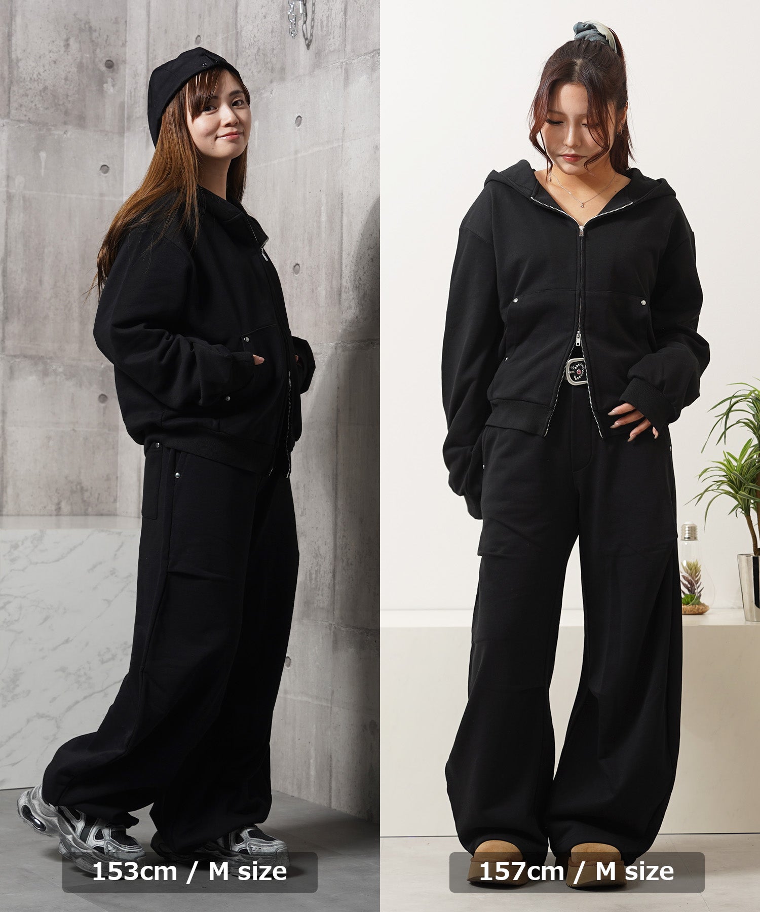 ワンフォークロージング 1111clothing 【N.W.T】スタッズ ダブルジップパーカー / セットアップ対応 （BLACK） BLACK