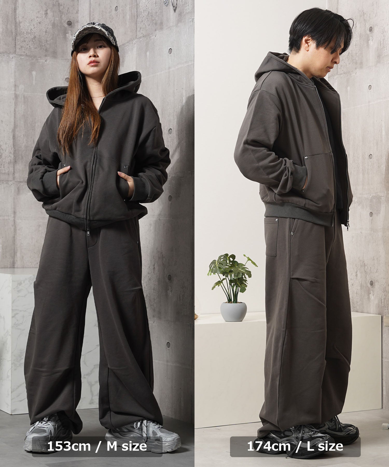 ワンフォークロージング 1111clothing 【N.W.T】スタッズ ダブルジップパーカー / セットアップ対応 （BLACK） BLACK