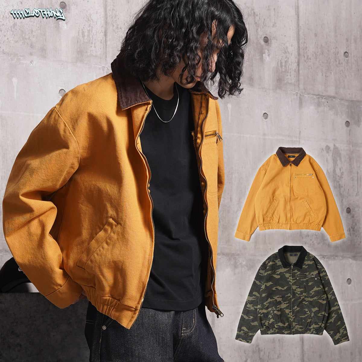 ワンフォークロージング 1111clothing クロップド デトロイトジャケット （CAMO） CAMO