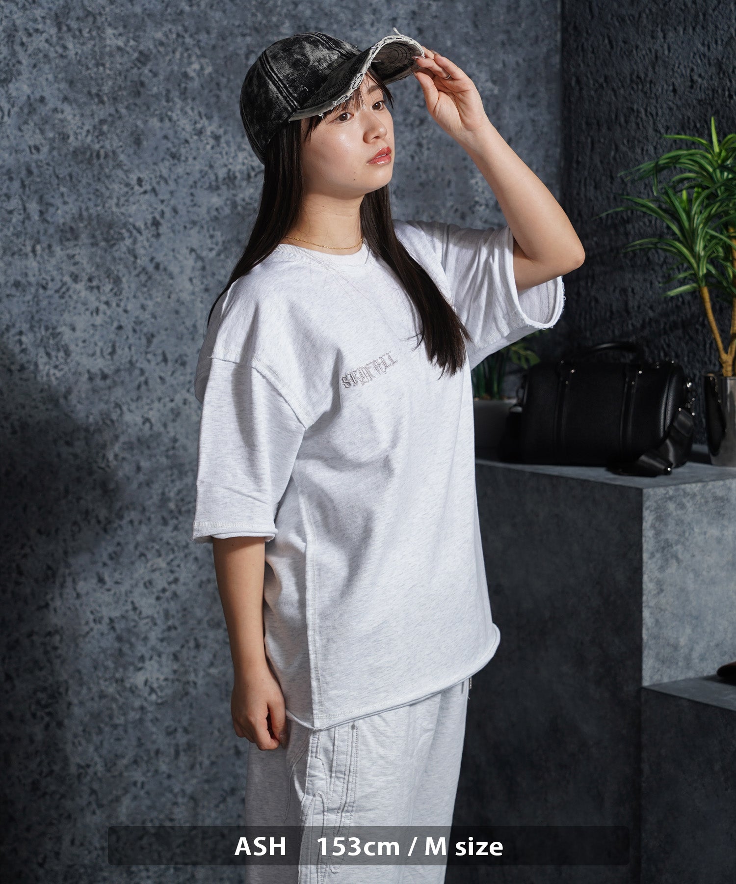 ワンフォークロージング 1111clothing ミニ裏毛 アップリケ S/S Tee （ASH） ASH