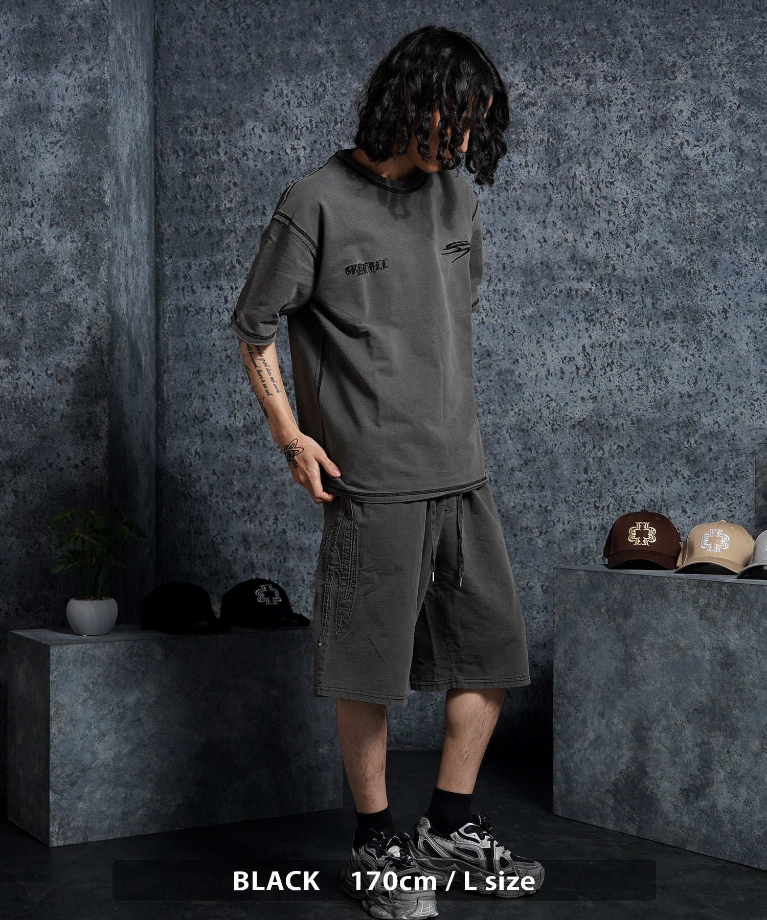 ワンフォークロージング 1111clothing ミニ裏毛 アップリケ S/S Tee （ASH） ASH
