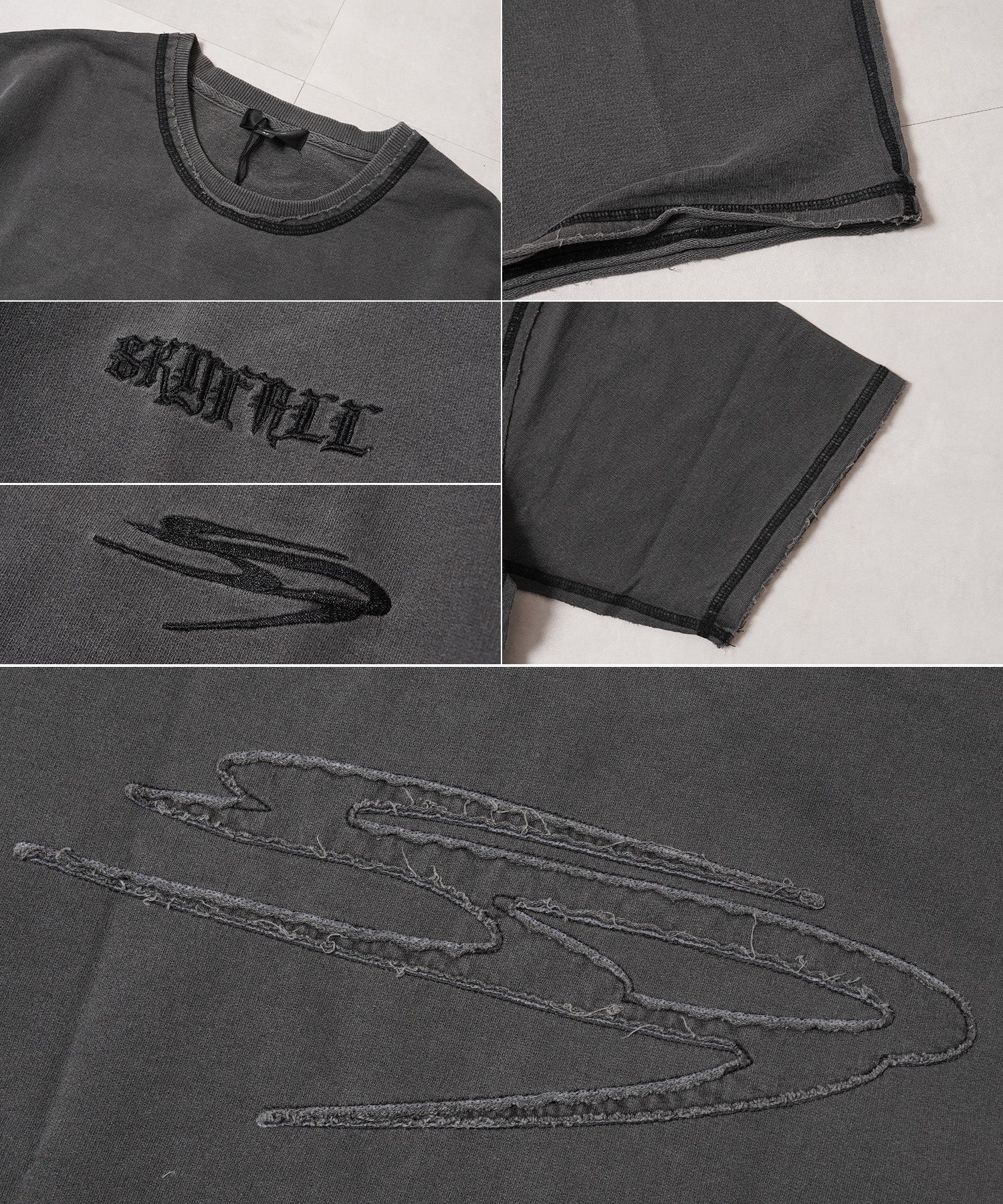 ワンフォークロージング 1111clothing ミニ裏毛 アップリケ S/S Tee （ASH） ASH
