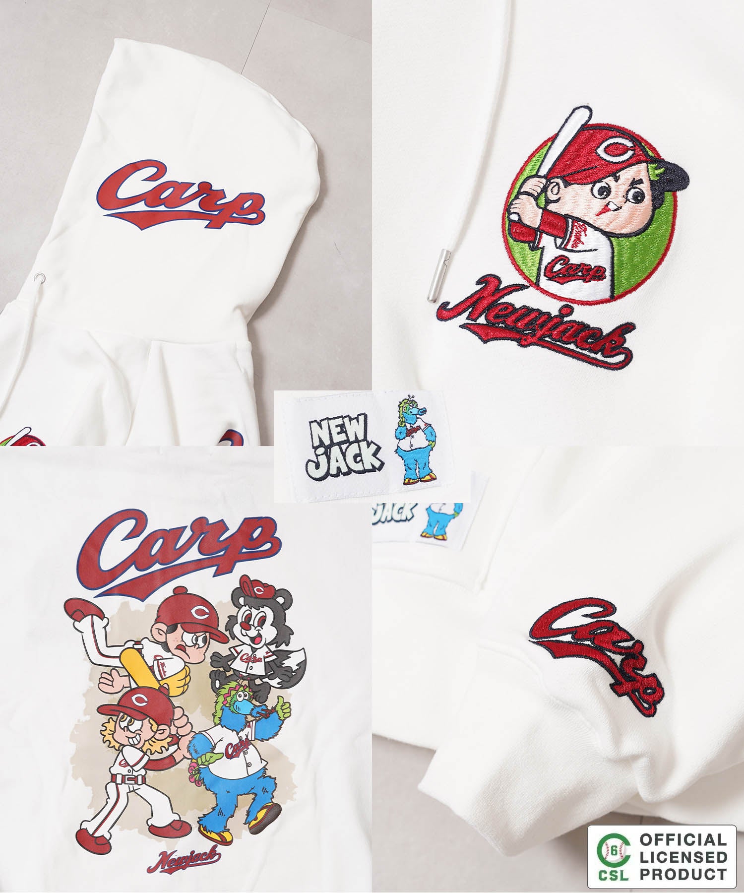 ワンフォークロージング 1111clothing 【セ・リーグ】NEW JACK プロ野球 ZIPパーカー （WHT-広島） WHT-広島