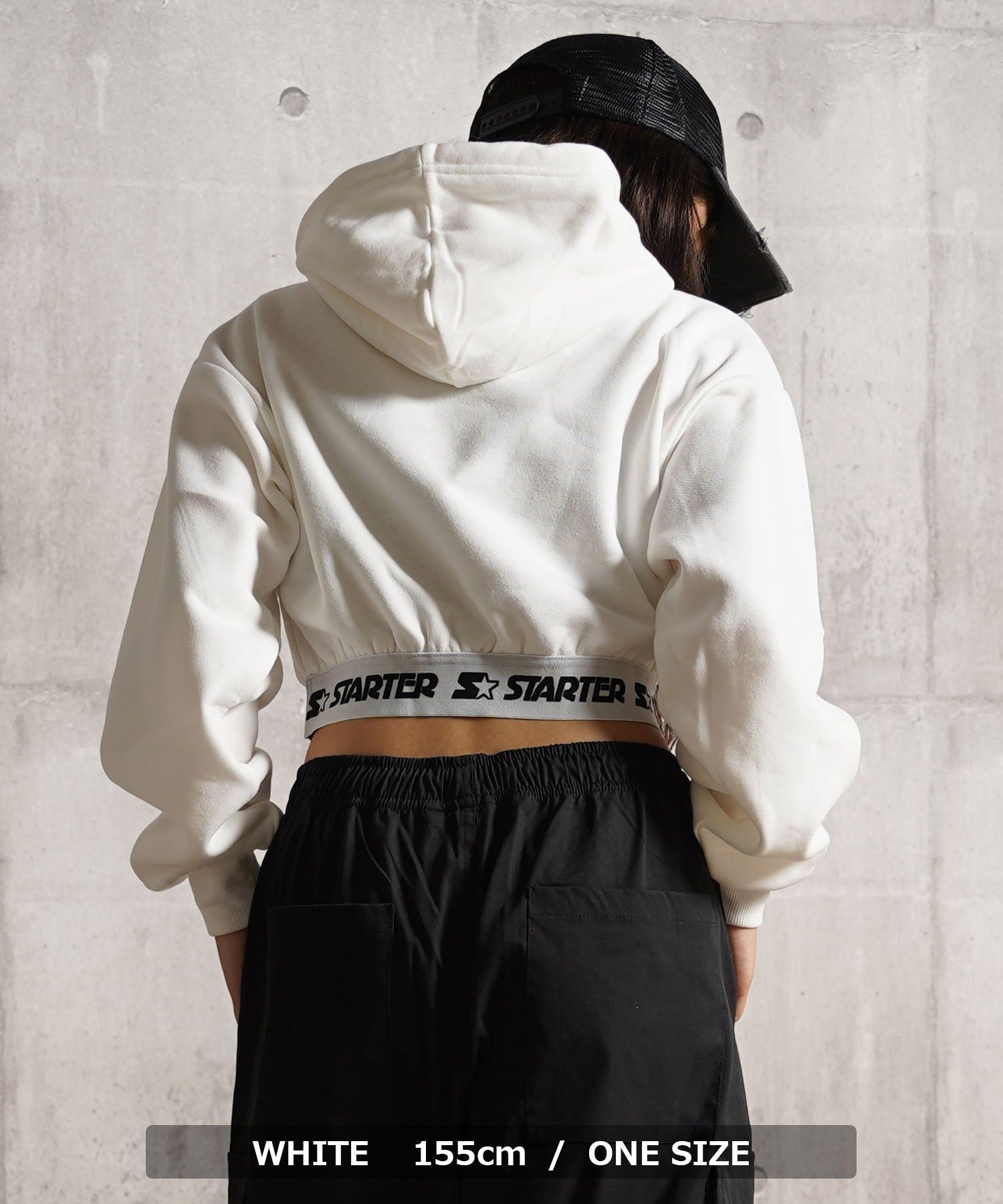 ワンフォークロージング 1111clothing STARTER / ラインストーン ショート丈 プルパーカー