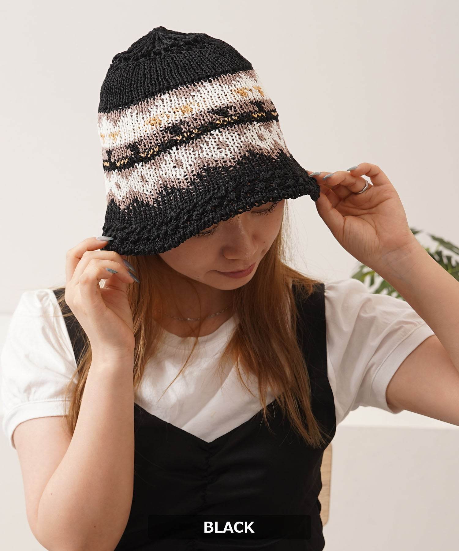 ワンフォークロージング 1111clothing ネイティブ柄 クロシェハット （BLACK） BLACK