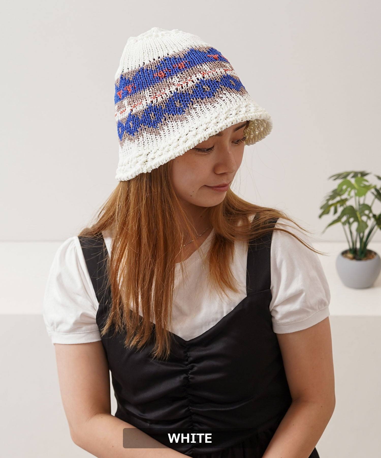 ワンフォークロージング 1111clothing ネイティブ柄 クロシェハット （BLACK） BLACK