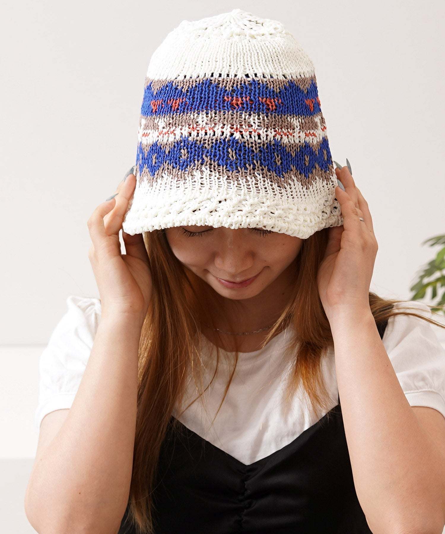 ワンフォークロージング 1111clothing ネイティブ柄 クロシェハット （WHITE） WHITE