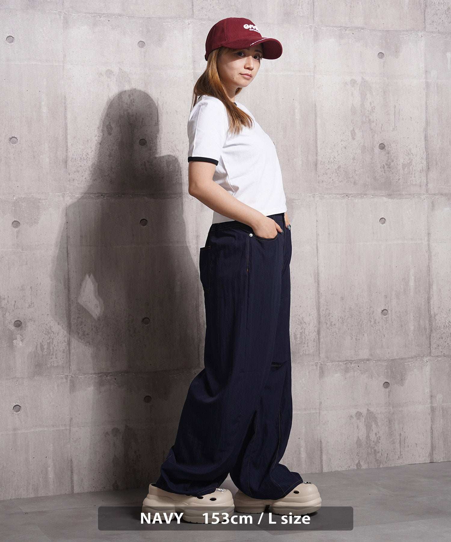 ワンフォークロージング 1111clothing ナイロンワッシャー バレルレッグパンツ （NAVY） NAVY