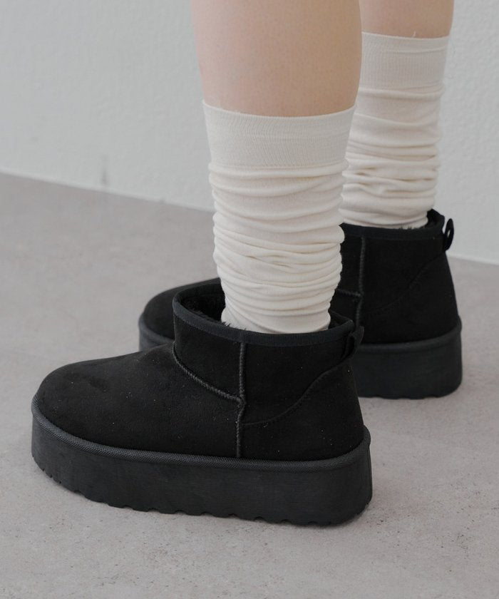 ナイスクラップ NICE CLAUP フェイクムートンショートブーツ （BK） BK