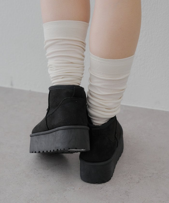 ナイスクラップ NICE CLAUP フェイクムートンショートブーツ （BK） BK