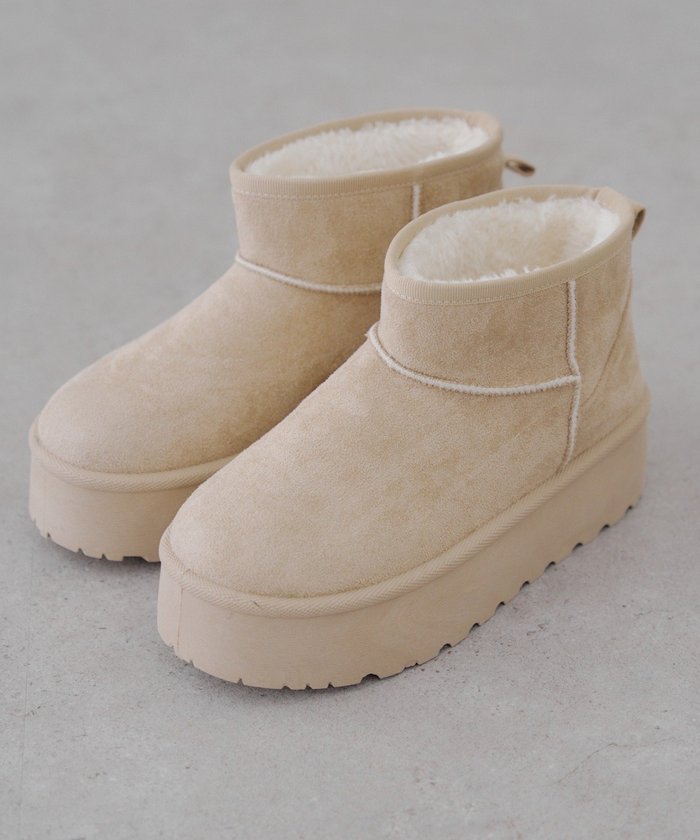 ナイスクラップ NICE CLAUP フェイクムートンショートブーツ （BK） BK