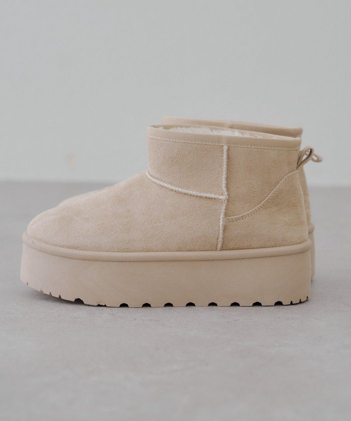 ナイスクラップ NICE CLAUP フェイクムートンショートブーツ （BK） BK