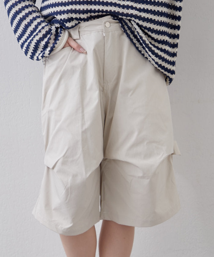 ナイスクラップ NICE CLAUP 【NUNIFE】デザインタックハーフパンツ （BK） BK