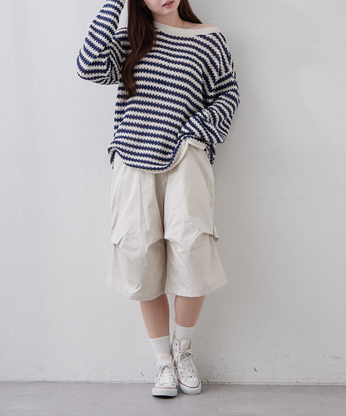 ナイスクラップ NICE CLAUP 【NUNIFE】デザインタックハーフパンツ （BK） BK