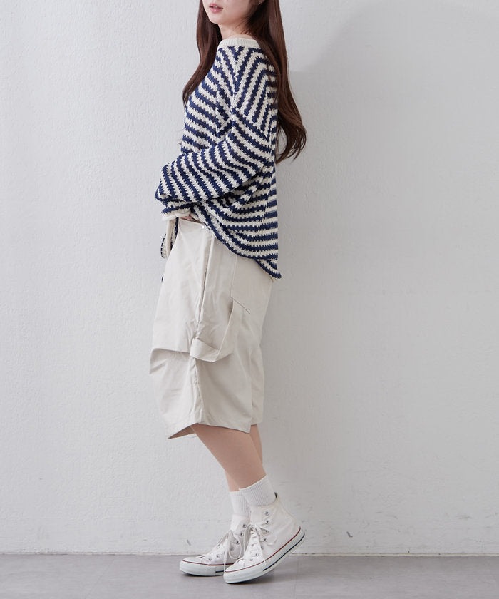 ナイスクラップ NICE CLAUP 【NUNIFE】デザインタックハーフパンツ （BK） BK