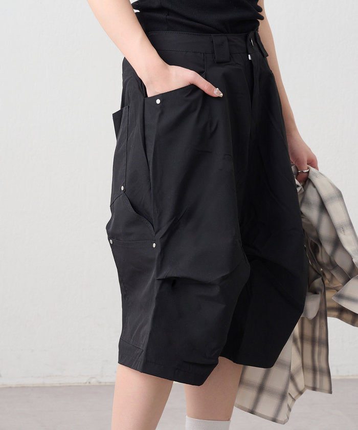 ナイスクラップ NICE CLAUP 【NUNIFE】デザインタックハーフパンツ （BK） BK