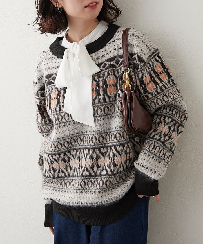 ナイスクラップ NICE CLAUP 【NUNIFE】超起毛チロリアンニット （BK） BK