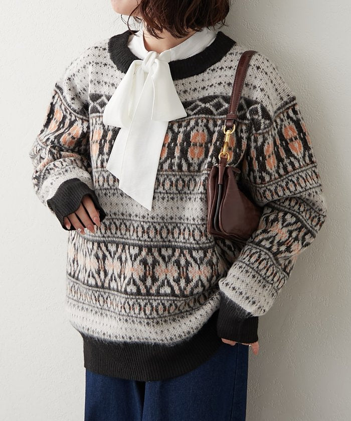 ナイスクラップ NICE CLAUP 【NUNIFE】超起毛チロリアンニット （BK） BK