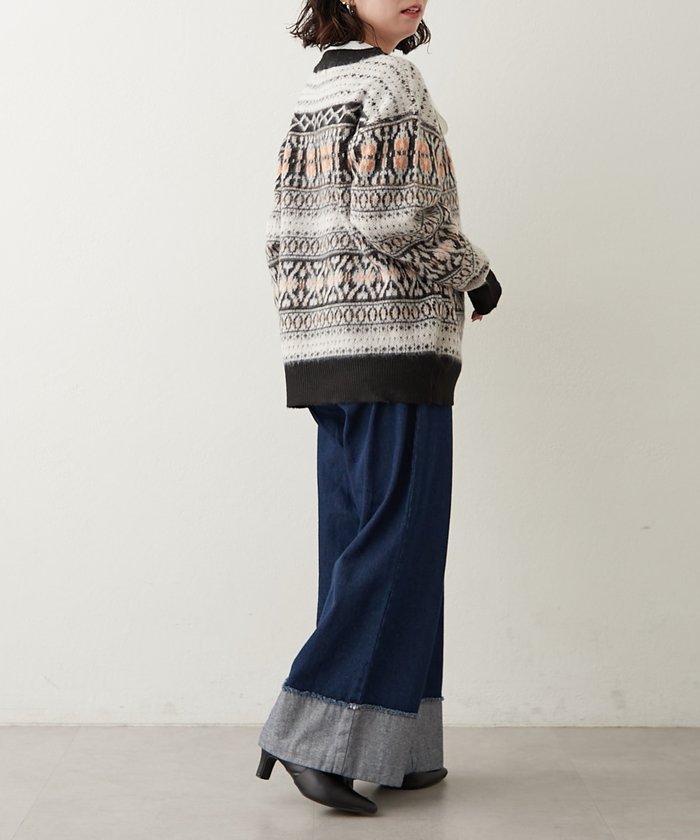 ナイスクラップ NICE CLAUP 【NUNIFE】超起毛チロリアンニット （BK） BK