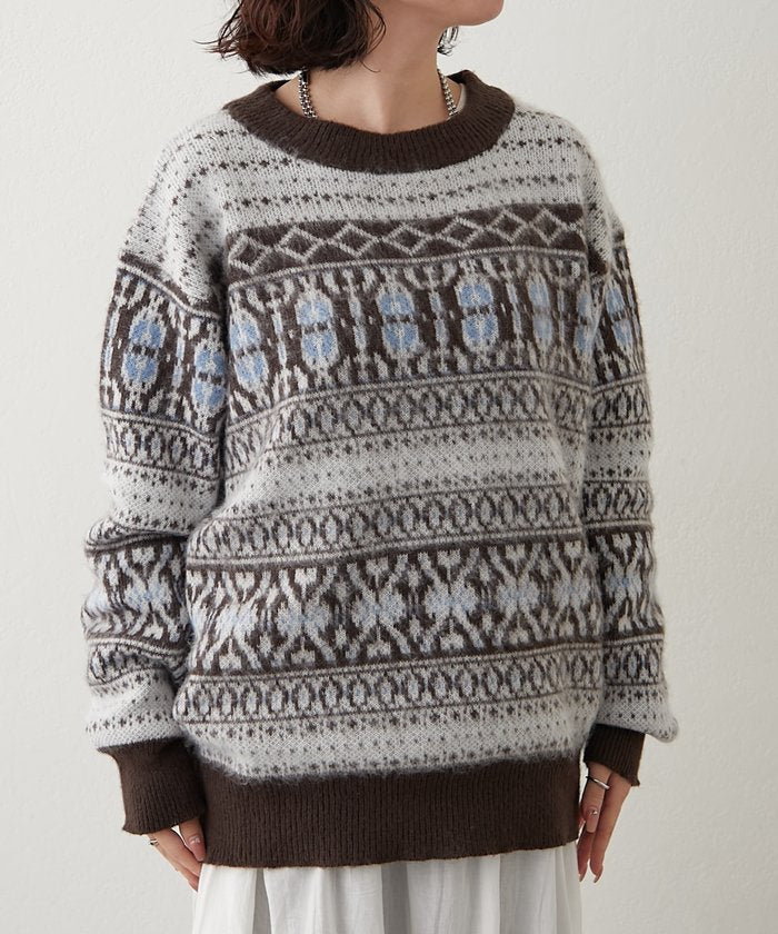 ナイスクラップ NICE CLAUP 【NUNIFE】超起毛チロリアンニット （BK） BK