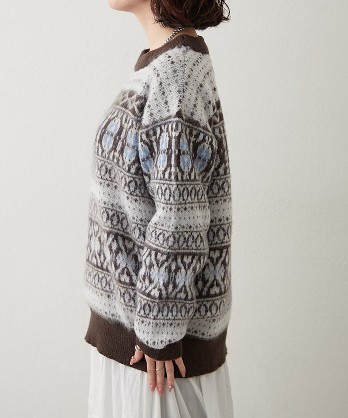 ナイスクラップ NICE CLAUP 【NUNIFE】超起毛チロリアンニット （BK） BK