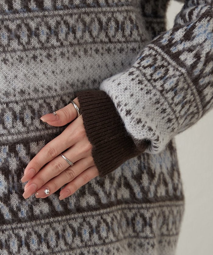 ナイスクラップ NICE CLAUP 【NUNIFE】超起毛チロリアンニット （BK） BK